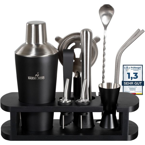 BARMINGO Cocktail-Set Edelstahl Cocktail Shaker Set (700 oder 500ml) mit Bar Zubehör, (Cocktailshaker Set, 11-tlg., für Profis und Anfänger), Cocktail Zubehör m