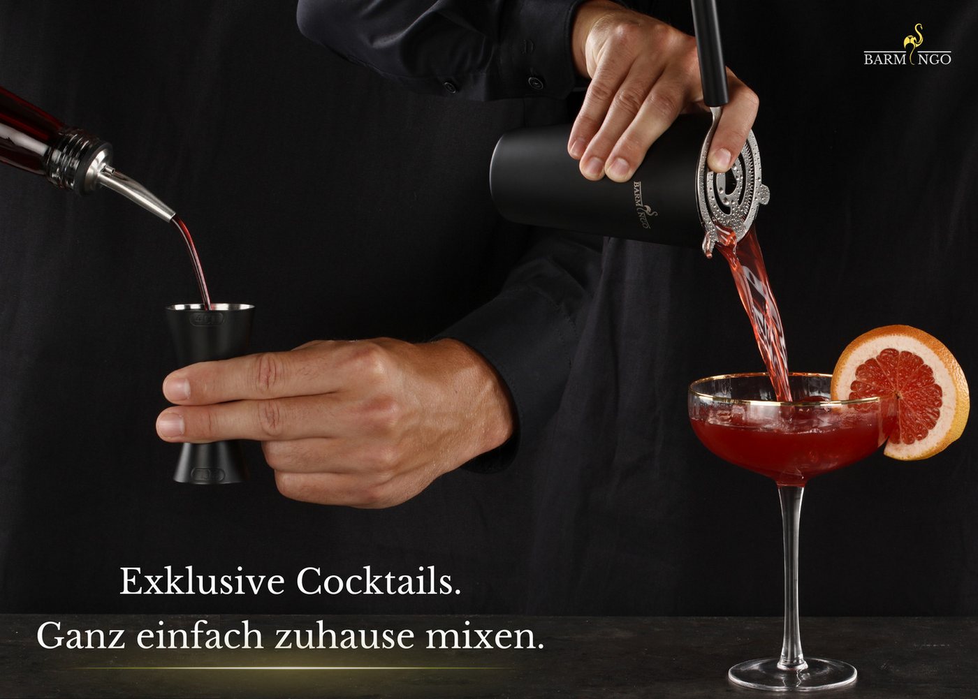 BARMINGO Cocktail-Set Edelstahl Cocktail Shaker Set (700 oder 500ml) mit Bar Zubehör, (Cocktailshaker Set, 11-tlg., für Profis und Anfänger), Cocktail Zubehör m – Bild 5 von 5