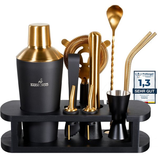 BARMINGO Cocktail-Set Edelstahl Cocktail Shaker Set (700 oder 500ml) mit Bar Zubehör, (Cocktailshaker Set, 11-tlg., für Profis und Anfänger), Cocktail Zubehör m