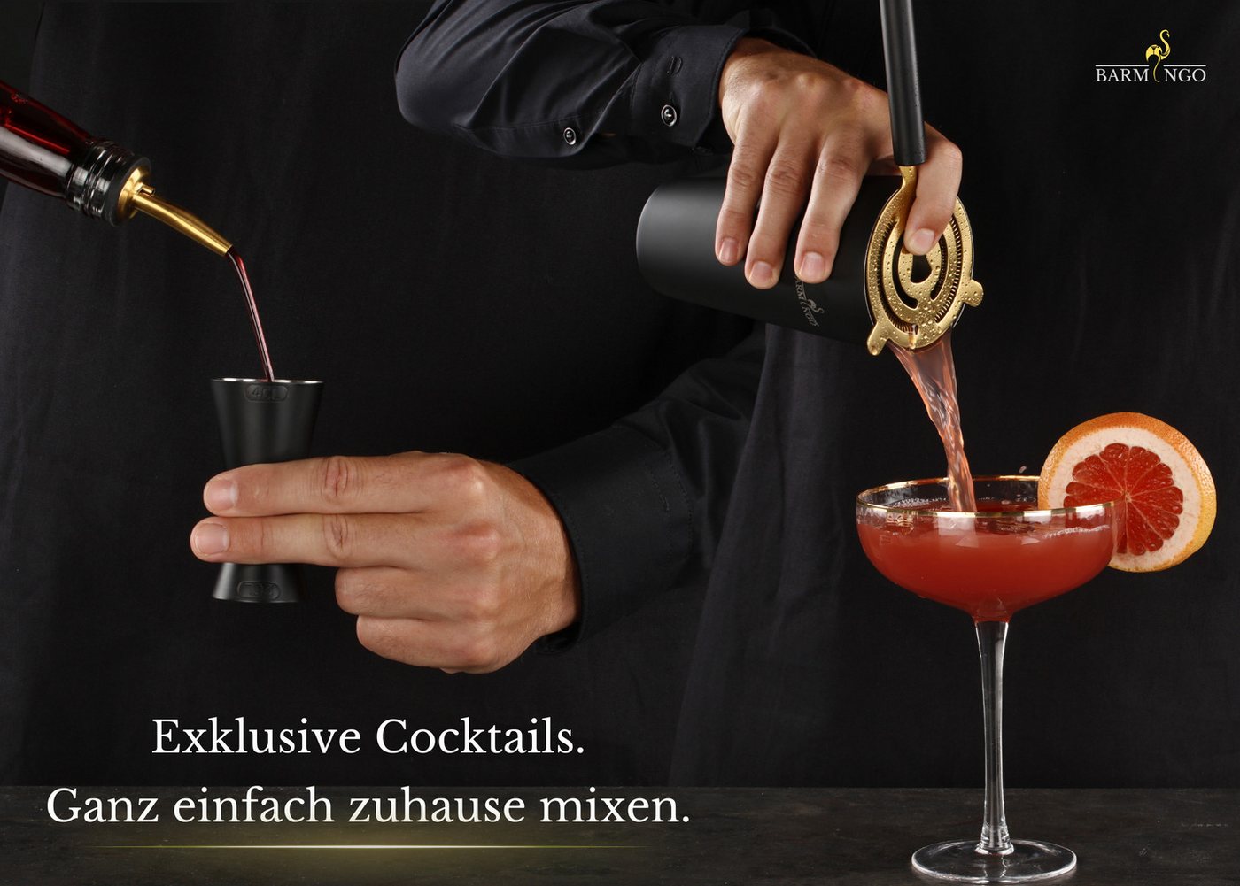 BARMINGO Cocktail-Set Edelstahl Cocktail Shaker Set (700 oder 500ml) mit Bar Zubehör, (Cocktailshaker Set, 11-tlg., für Profis und Anfänger), Cocktail Zubehör m – Bild 5 von 5