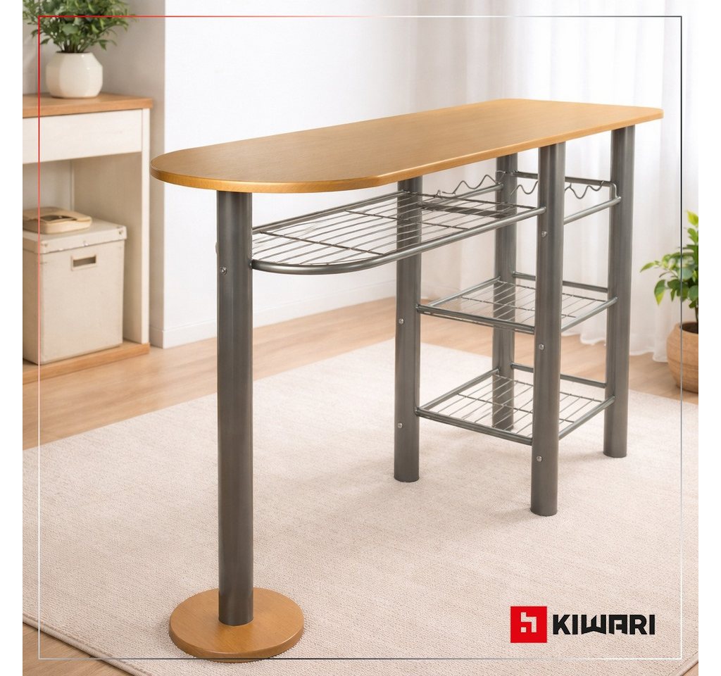 Kiwari Bartisch Kiwari® Dion Bartisch-Set mit 2 Barhockern, Buche-Schwarz, 120 cm – Bild 3 von 5