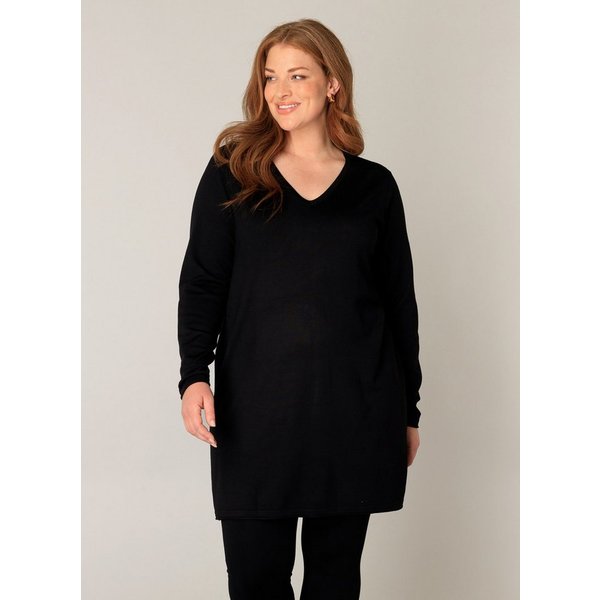 Base Level Curvy V-Ausschnitt-Pullover BAS-ANINE-LONG Feinstrick-Qualität