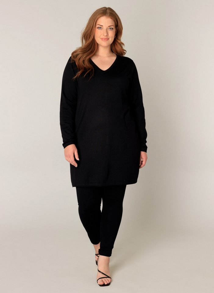 Base Level Curvy V-Ausschnitt-Pullover BAS-ANINE-LONG Feinstrick-Qualität – Bild 3 von 5
