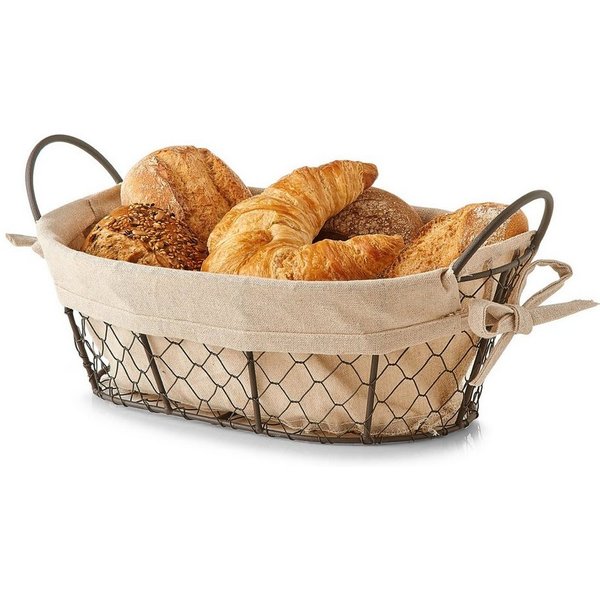 Basera® Aufbewahrungskorb Brotkorb / Obstkorb mit waschbarem Stoffeinsatz (1 St), 26 x 17 x 9 cm