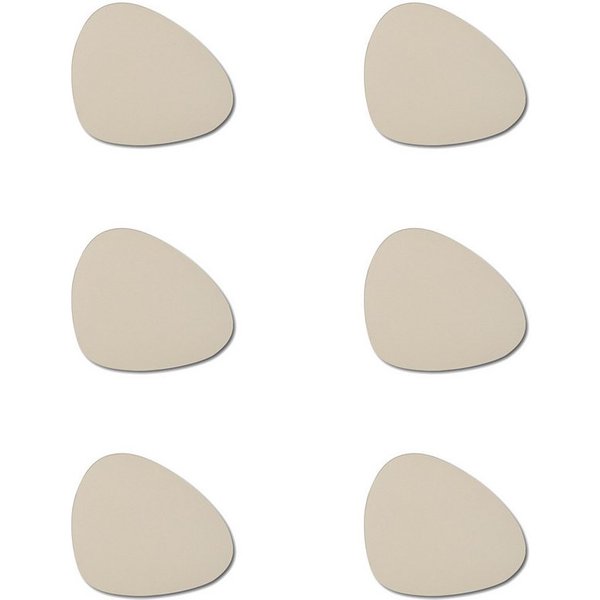 Basera® Glasuntersetzer 6er-Glasuntersetzer-Set Kunstleder gebogen, 6-tlg., creme, 12 x 10 cm