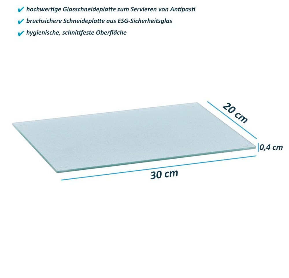 Basera® Schneidebrett Glasschneideplatte 3er aus Sicherheitsglas mit Silikonfüßen, ESG-Sicherheitsglas, (3-St), transparent, 30 x 20 cm – Bild 2 von 3