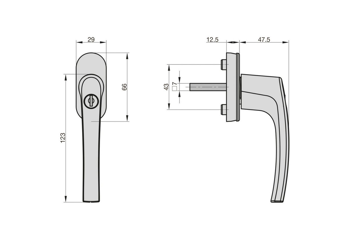 BASI Fenstergriff mit Druckknopfsicherung, 2x Fenstergriff - Weiß, (Spar-Set, 2-tlg), Aluminium, abschließbar, GL, inkl. 2 Schlüssel/Griff, 2er Set, Weiß – Bild 4 von 4