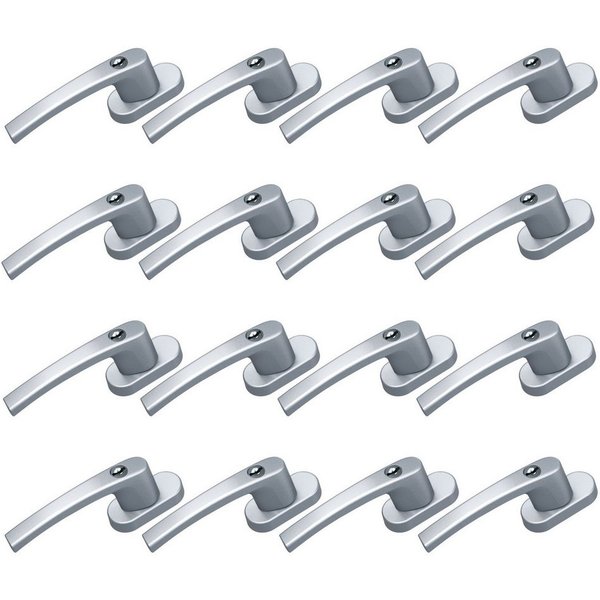 BASI Fenstergriff mit Druckknopfsicherung, 16x Fenstergriff - Silber, (Spar-Set, 16-tlg), Aluminium, abschließbar, GL, inkl. 2 Schlüssel/Griff, 16er Set, Silber