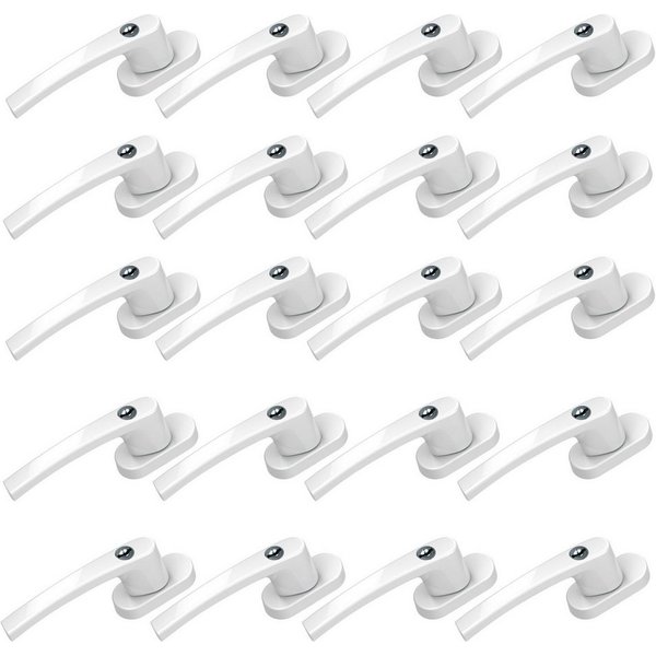 BASI Fenstergriff mit Druckknopfsicherung, 20x Fenstergriff - Weiß, (Spar-Set, 20-tlg), Aluminium, abschließbar, GL, inkl. 2 Schlüssel/Griff, 20er Set, Weiß