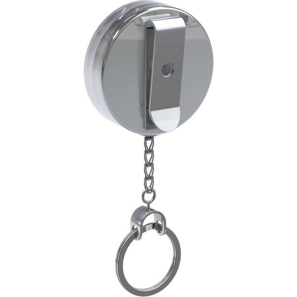 BASI Gürtelhalter Gürtel-Clip, Schlüsselring, Silber, Ø 5,2 cm, Kette ausziehbar 60 cm