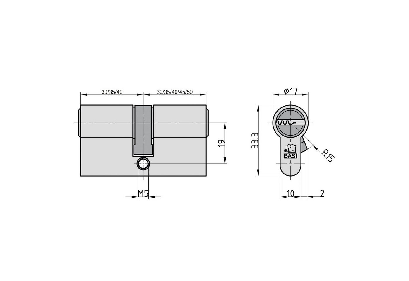 BASI Schließzylinder 2er SET V55, Gleichschließend, diverse Längen, (Spar-Set, 2-St), 2xDoppelzylinder 30/30 mm, 5 Stiftzuhaltungen, 10 Schlüssel, Codekarte – Bild 5 von 5