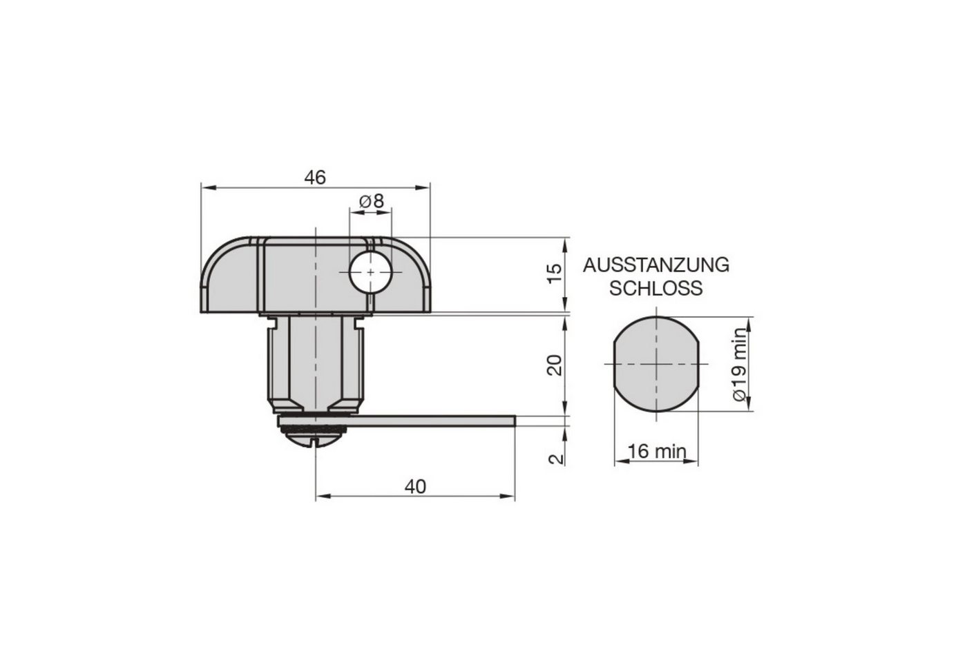 BASI Schließzylinder Drehriegelschloss, (Spar-Set), für Vorhangschlösser mit einer Bügelstärke min. 5 / max. 7 mm – Bild 3 von 3