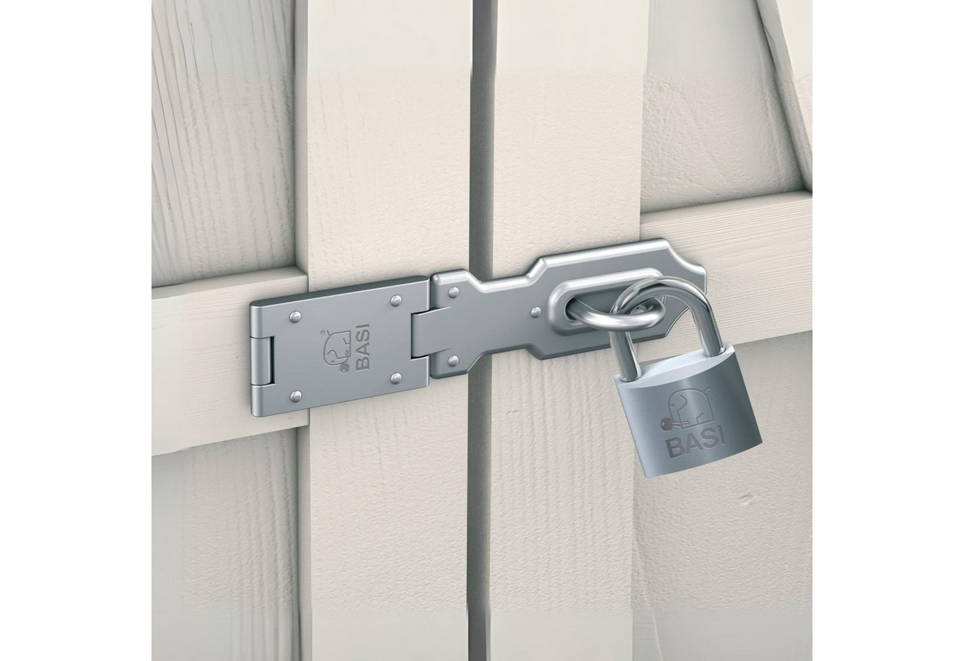 BASI Sicherheits-Stallriegel Sicherheitsüberfalle, Länge - 160 mm, (Packung), 1 Gelenk und gehärteter Öse, verzinkt und wetterfest, Länge: 160 mm – Bild 2 von 3