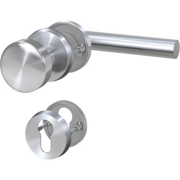 BASI Türbeschlag Rosetten-Garnitur (Packung), Wechsel-Garnitur PZ-Lochung, DIN Links, Edelstahl, Türstärken 38-44mm
