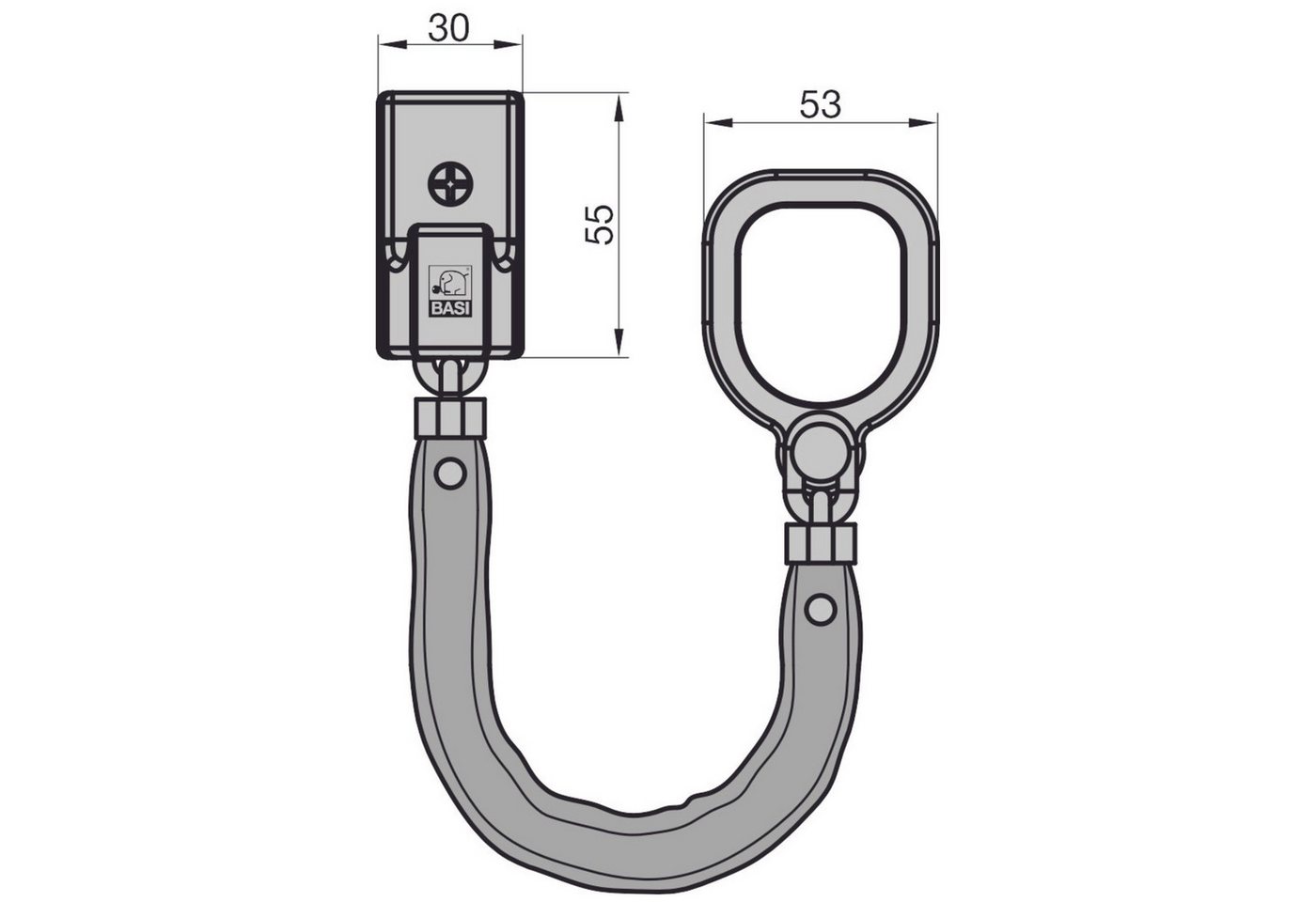 BASI Türkette Türspaltsperre, (Packung), Kratzschutz, gehärtete Stahlkette & Ummantelung, Kettenlänge 260 mm – Bild 5 von 5