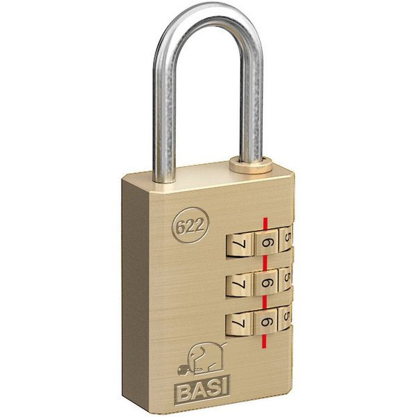 BASI Vorhängeschloss Kofferschloss, (Packung, 1-tlg), Reiseschloss 20 mm, mit 3-stelliger Zahlenkombination, Messing
