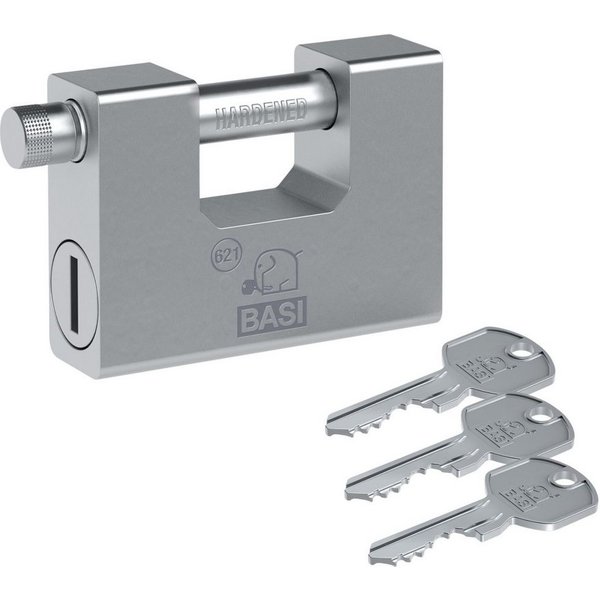 BASI Vorhängeschloss Vorhangschloss, (Packung, 1-tlg), mit ZA, massives Stahlgehäuse, VS, inkl. 3 Schlüssel, Bolzen Ø13mm