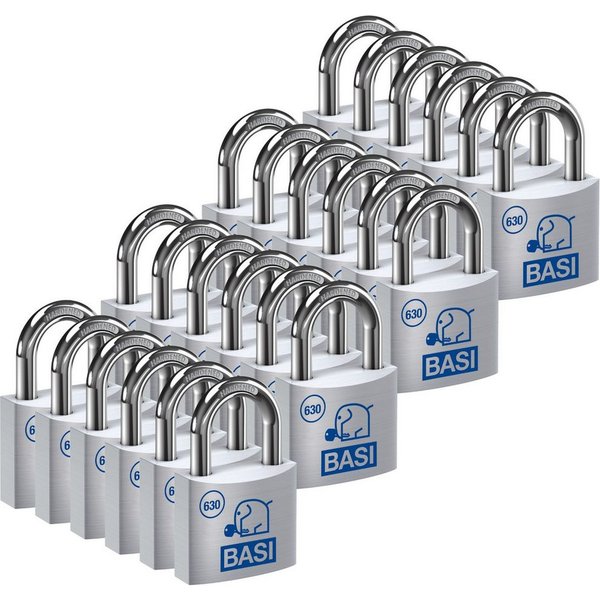 BASI Vorhängeschloss Vorhangschloss, (Spar-Set, 24-tlg), 24er Set, Breite 30 mm, Aluminium, 48 Schlüssel, gleichschließend