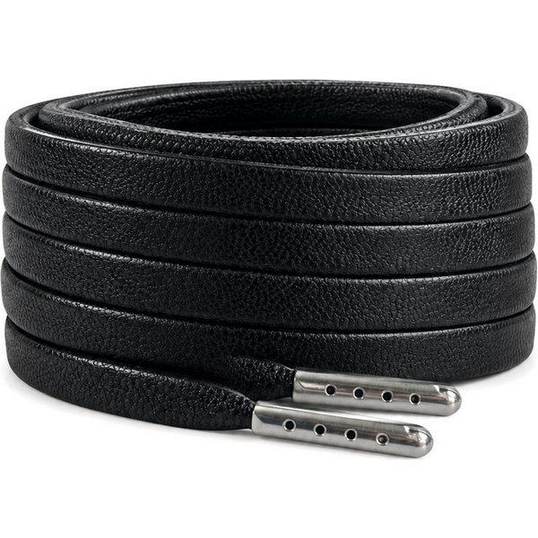 Basicwear Germany Schnürsenkel Flache Lederschnürsenkel mit Metallspitzen