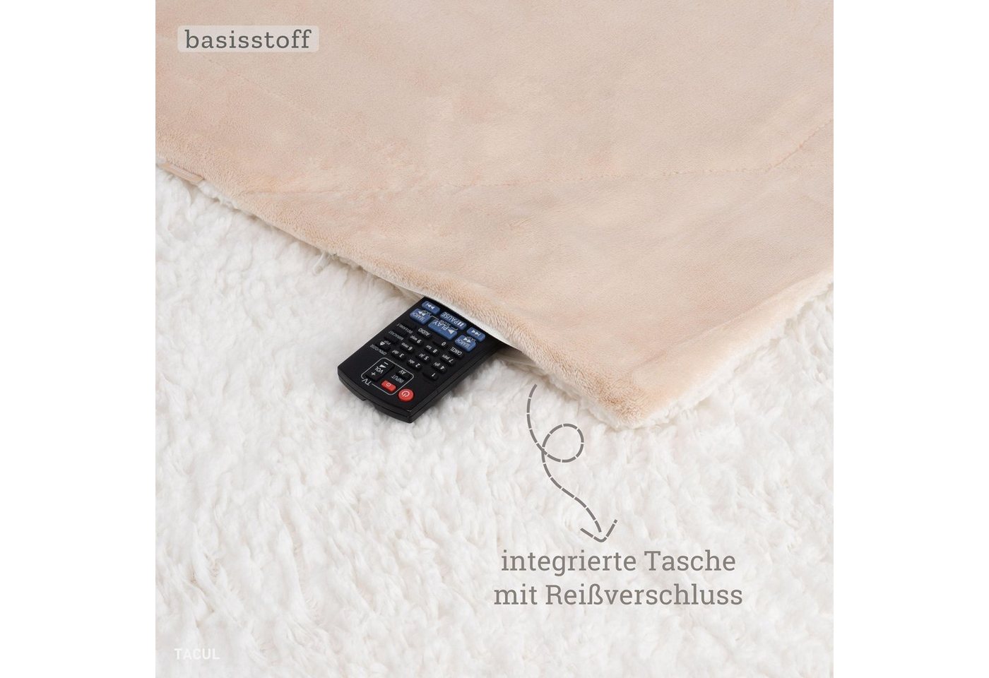 Wohndecke Cloudy Decke Kuscheldecke warm Sherpa Couchdecke mit Ecktasche, Basisstoff – Bild 3 von 5