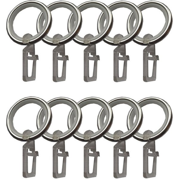 BASIT Gardinenring Metallringe mit Gleiteinlage und Überklipshaken C11, für 16 mm Gardinenstangendurchmesser geeignet, (10-St)