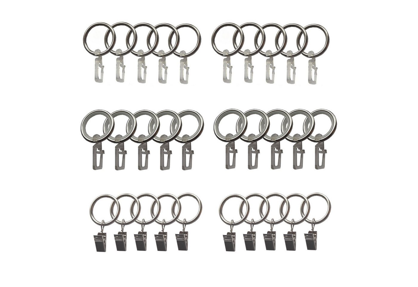 BASIT Gardinenring Metallringe mit Gleiteinlage und Überklipshaken C11, für 16 mm Gardinenstangendurchmesser geeignet, (10-St) – Bild 2 von 2