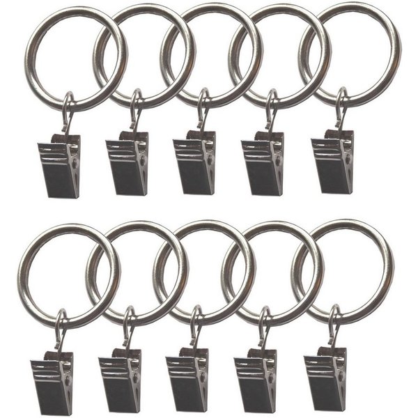 BASIT Gardinenring Metallringe mit Metallklemmen C18, für 19 und 20 mm Gardinenstangendurchmesser geeignet, (10-St)
