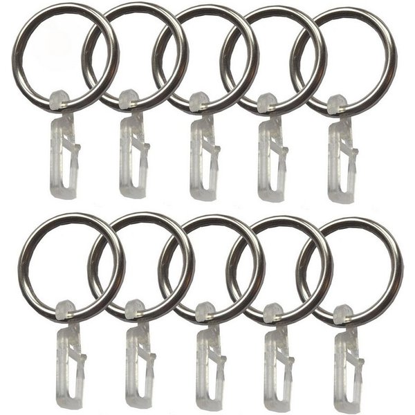 BASIT Gardinenring Metallringe mit Überklipshaken C10, für 16 mm Gardinenstangendurchmesser geeignet, (10-St)