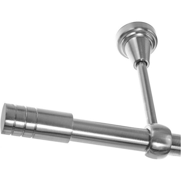 BASIT Gardinenstange Edelstahloptik 19mm mit Deckenträgern 120 cm E60, Ø 19 mm, 1-läufig, verschraubt, Metall, D18 120 cm E60 Zylinder