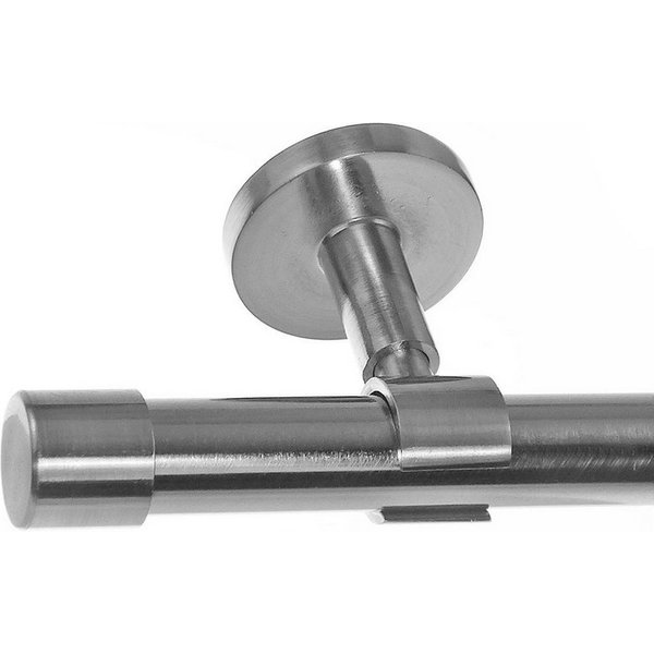 BASIT Gardinenstange Edelstahloptik 20mm mit Deckenträgern 120 cm E30, Ø 20 mm, 1-läufig, verschraubt, Metall, D31 120 cm E30 Kappe