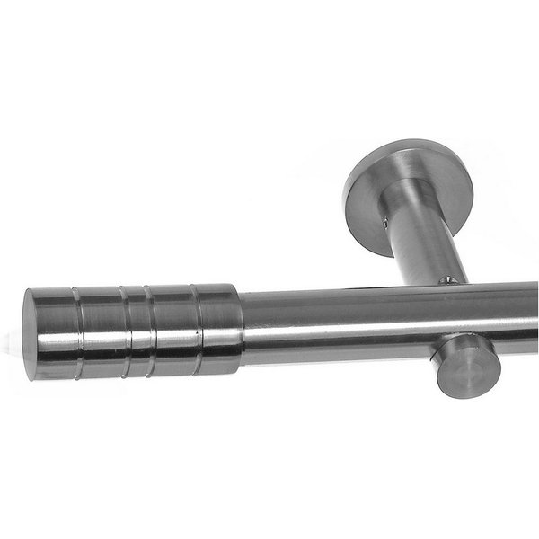 BASIT Gardinenstange Edelstahloptik 20mm mit Wandträgern 120 cm E34, Ø 20 mm, 1-läufig, verschraubt, Metall, H31 120 cm E34 Zylinder