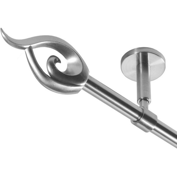 BASIT Gardinenstange Rohr Edelstahl 16 mm mit Deckenträgern 120 cm E24, Ø 16 mm, 1-läufig, verschraubt, Edelstahl, D11 120 cm E24 Flamme