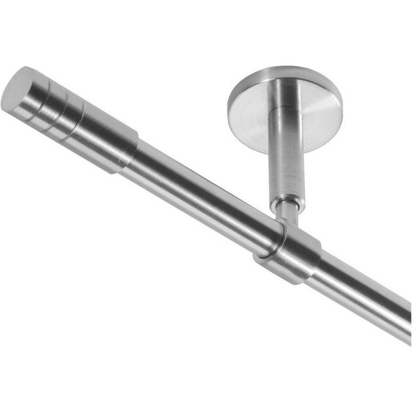 BASIT Gardinenstange Rohr Edelstahl 16 mm mit Deckenträgern 120 cm E28, Ø 16 mm, 1-läufig, verschraubt, Edelstahl, D11 120 cm E28 Zylinder
