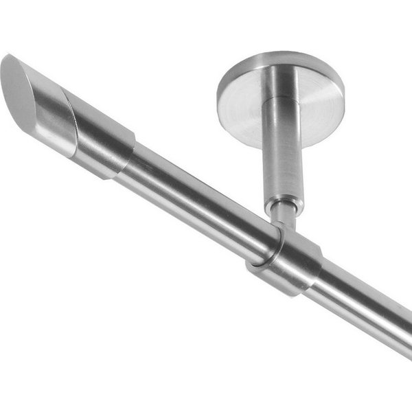 BASIT Gardinenstange Rohr Edelstahl 16 mm mit Deckenträgern 120 cm E13, Ø 16 mm, 1-läufig, verschraubt, Edelstahl, D11 120 cm E13 Schräge