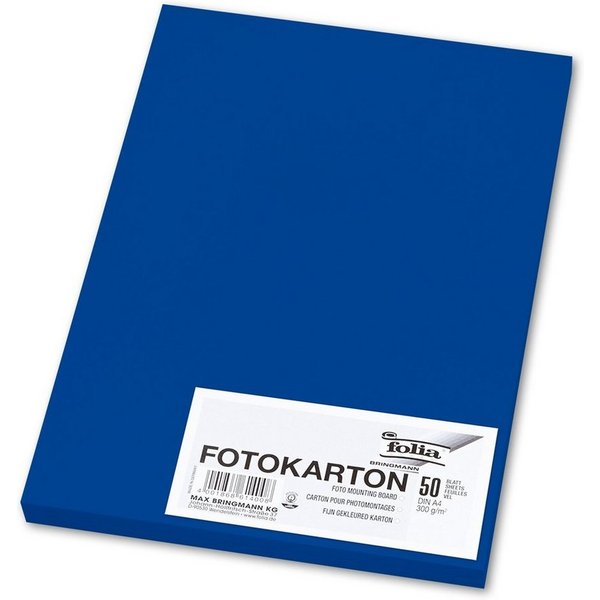 Folia Bastelkartonpapier folia Fotokarton, DIN A4, 300 g/qm, ultramarin 50 Blatt