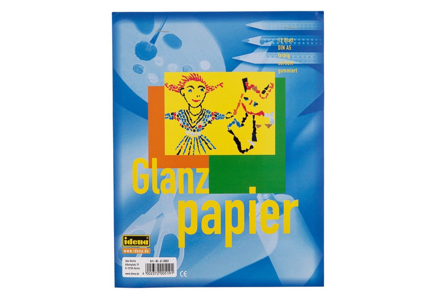 Idena Bastelkartonpapier Idena Glanzpapier A5 12 Blatt sort., gummiert – Bild 2 von 2