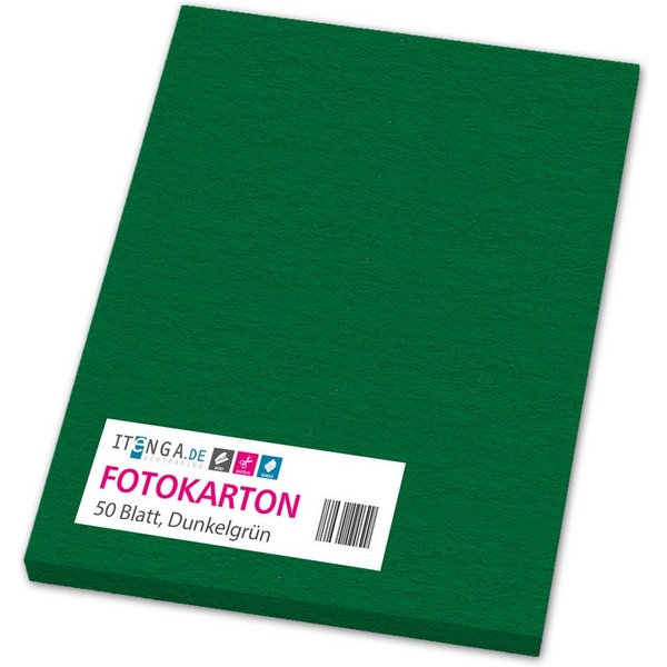 itenga Bastelkartonpapier itenga Fotokarton A4 DUNKELGRÜN 50 Blatt 300 g/qm