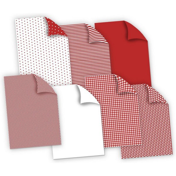 itenga Bastelkartonpapier itenga Fotokarton Bastelkarton mit Muster Set ROT DIN A4 21 Blatt 300g