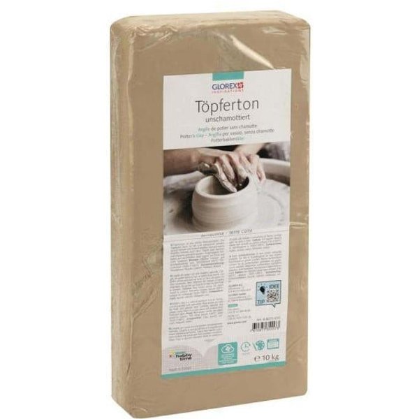 Glorex Bastelnaturmaterial Glorex Töpferton 10 kg, weiß, unschamottiert