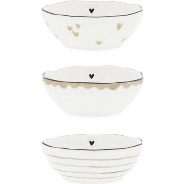 Bastion Collections Geschirr-Set Mini-Schälchen 3er-Set - HEARTS - weiß