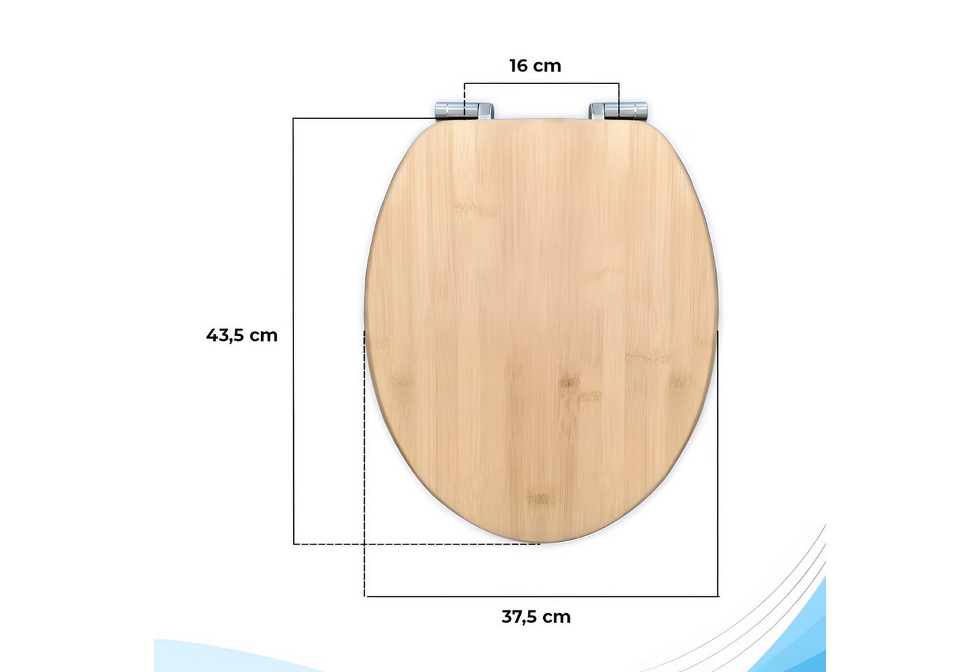 Bath4U WC-Sitz WC Sitz aus Bambus 37,5x43,5cm Soft-Close Absenkautomatik bis 150kg, Nachhaltiger Toilettensitz 16cm Scharnierabstand Inkl. Befestigung – Bild 4 von 5