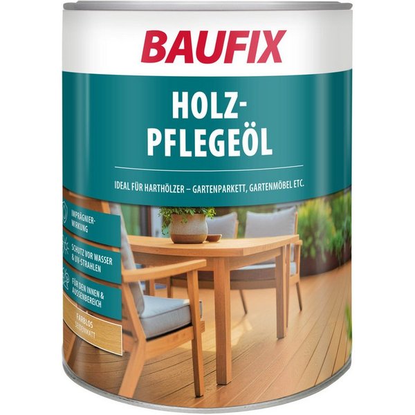 Baufix Holzpflege seidenmatt, 2,5 Liter für ca. 25 m² Holzpflegeöl, Pflegeöl für Teak- & Harthölzer, Terrassen & Möbel im Außenbereich