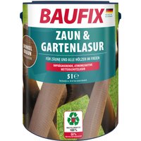 Baufix Holzschutzlasur Zaun & Gartenlasur seidenglänzend, 5 Liter für ca. 50 m², Holzlasur für innen & außen, Verkleidungen, Carports & Fachwerk