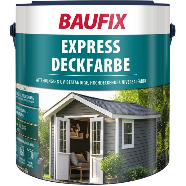 Baufix Wetterschutzfarbe Express Deckfarbe matt, 2,5 Liter für ca. 25 m², Wetterschutzfarbe, Hochdeckende, elastische Farbe mit hoher Wetterbeständigkeit für au