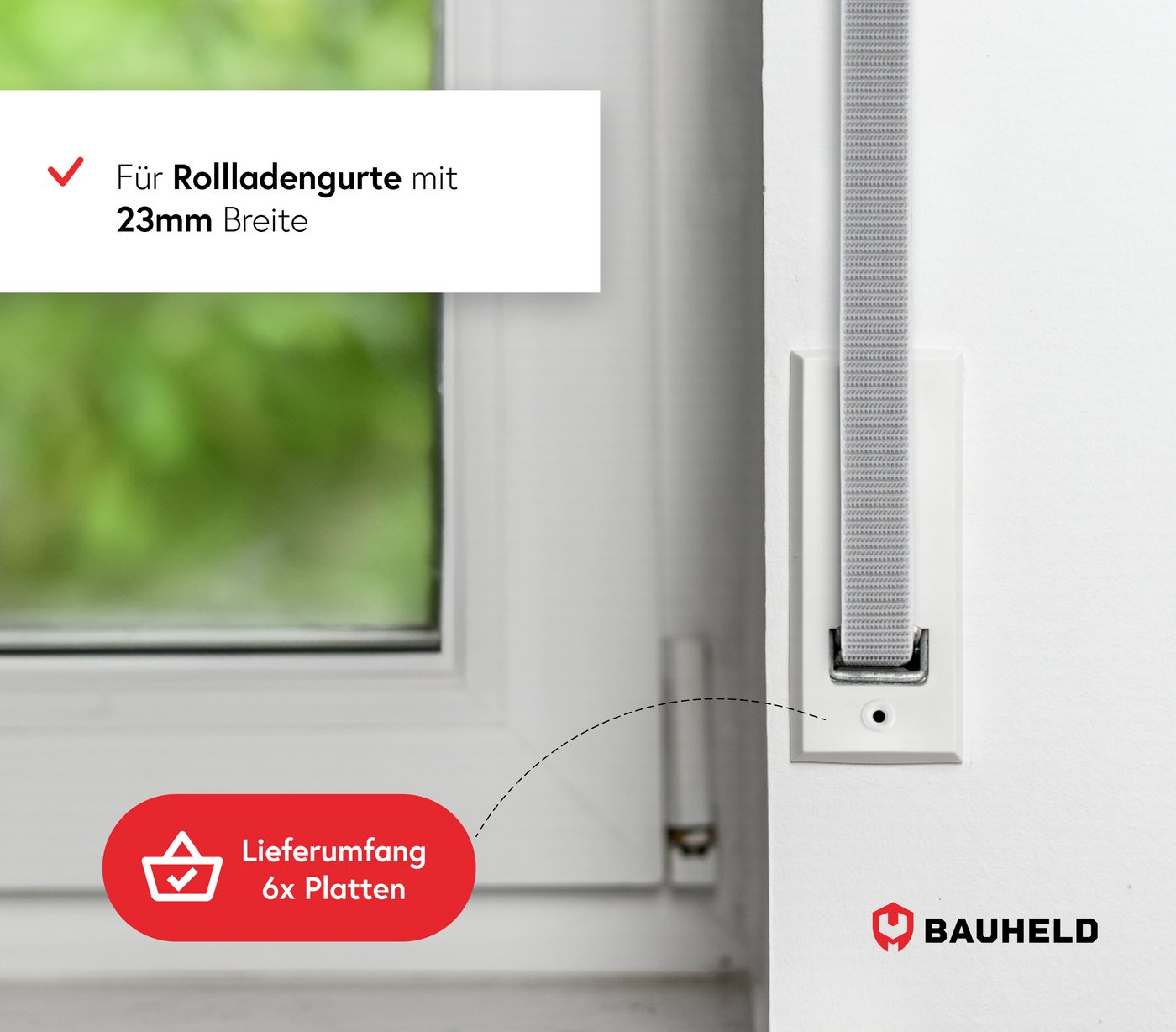 BAUHELD Gurtwickler-Abdeckplatte [Einteilig / Zweiteilig], Zubehör für Einlassgurtwickler Unterputz, Gurtwickler Abdeckung für Rolladengurt 23mm geeignet, Weiß – Bild 5 von 5