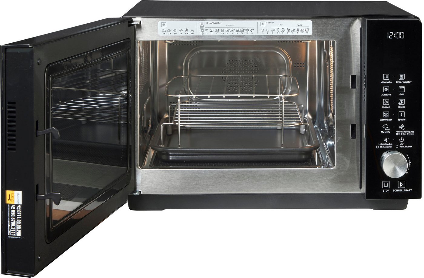 BAUKNECHT Mikrowelle MF 258 B, Grill, Mikrowelle, Heißluft, 25 l, ExtraSpace-Garraum ohne Drehteller mit Grill-Funktion – Bild 3 von 5