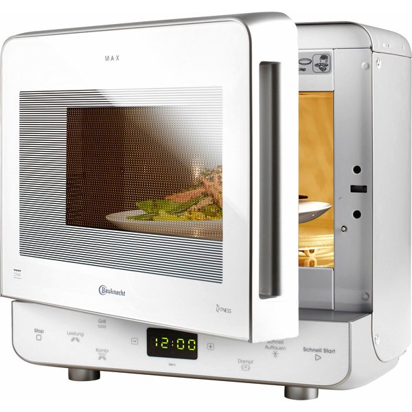 BAUKNECHT Mikrowelle MW 39 WSL, Grill, 13 l, Kompakte Mikrowelle mit Grill, Crisp-Funktion und Dampfgaren