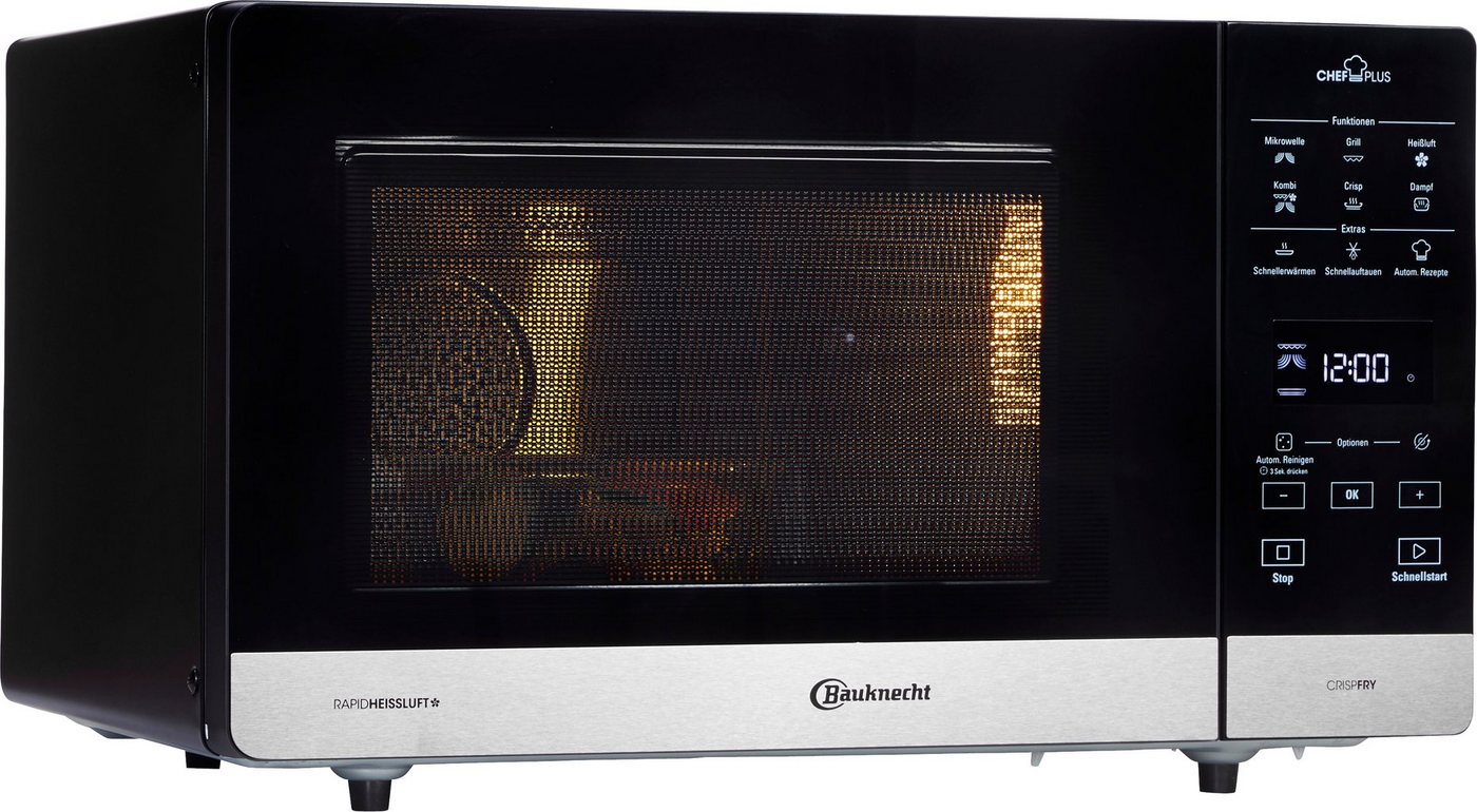 BAUKNECHT Mikrowelle MW 59 MB, Grill, Mikrowelle, Heißluft, Dampfgarfunktion, 25 l, DualCrisp & CrispFry sorgen für knusprige Ergebnisse in Minuten – Bild 2 von 5
