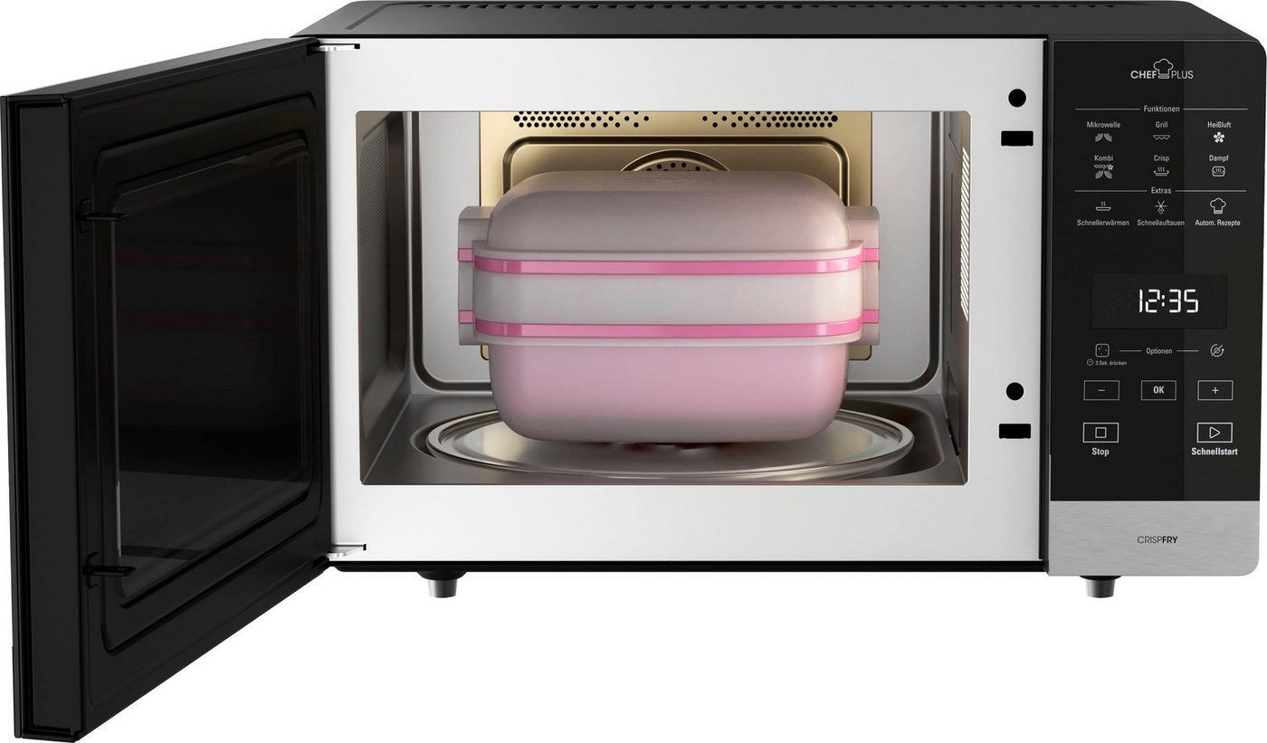 BAUKNECHT Mikrowelle MW 59 MB, Grill, Mikrowelle, Heißluft, Dampfgarfunktion, 25 l, DualCrisp & CrispFry sorgen für knusprige Ergebnisse in Minuten – Bild 5 von 5