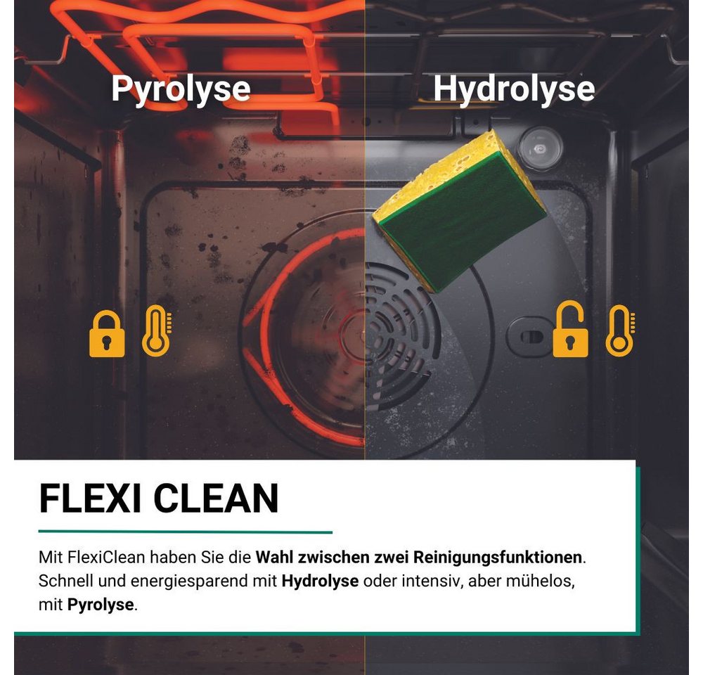 BAUKNECHT Pyrolyse Backofen BBI4S8PM1SK, mit 1-fach-Teleskopauszug, Pyrolyse-Selbstreinigung, Restaurant-Pizza daheim: 310°C Pizza-Funktion – Bild 4 von 5